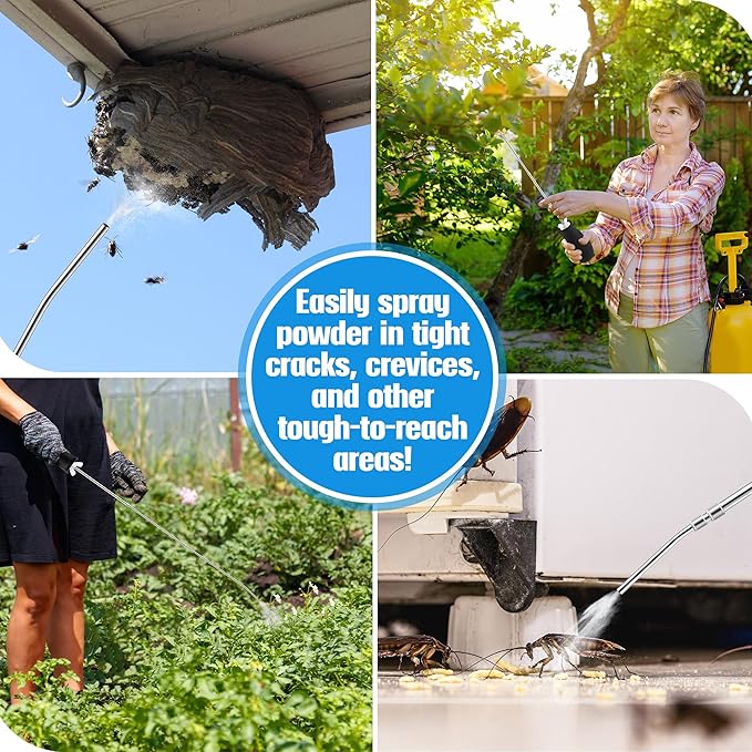 1 Pcs Diatomaceous Earth Powder Duster, Longer 9" to 22" Retractable Garden Powder Applicator Dispenser, 8 oz Bulb Duster Sprayer Insect Duster for Home Powder Organic Gardening Agricultural Supply